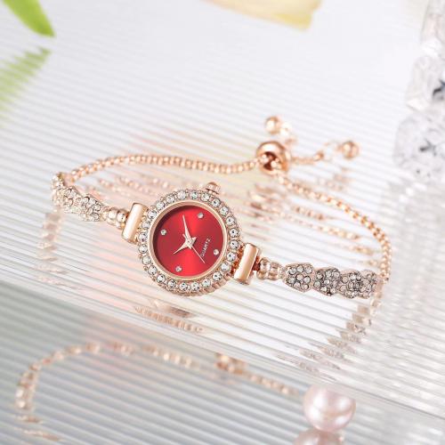 Fashion Watch Bracelet, Zinc Alloy, Round, plated, Adjustable & for woman & with rhinestone 