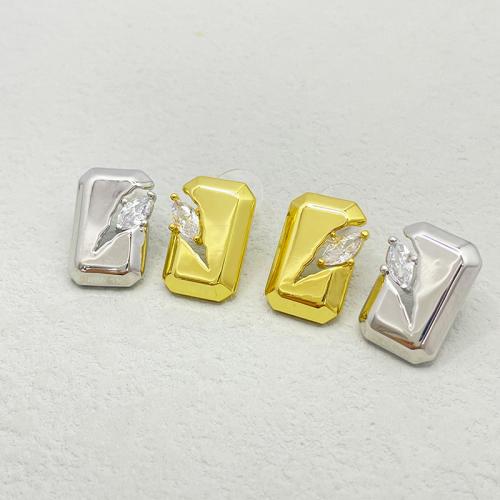 Cubic Zircon Brass Earring, plated, fashion jewelry & micro pave cubic zirconia & for woman 