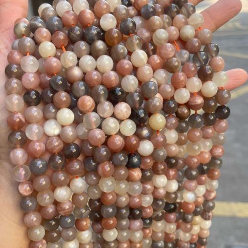 Perles Pierre de lune, Moonstone, Rond, DIY & normes différentes pour le choix, couleurs mélangées, Vendu par brin