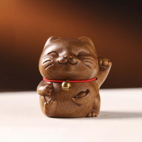 Wood Decoration, Sandalwood, Cat, for home and office 