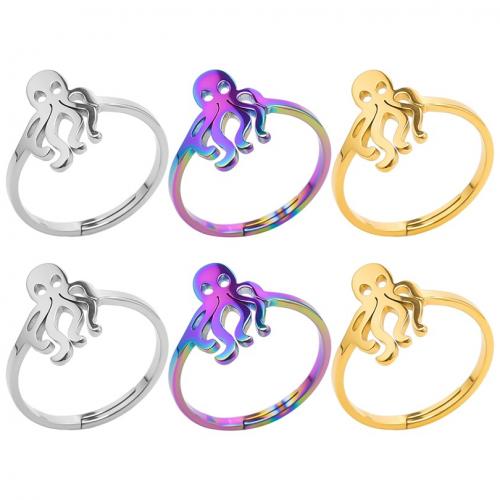 Stainless Steel Finger Ring, 304 Stainless Steel, Octopus, Vacuum Ion Plating, fashion jewelry & Unisex 15mm, US Ring 
