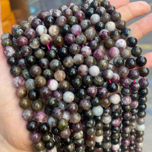 Natürlicher Turmalin Perlen, rund, DIY & verschiedene Größen vorhanden, gemischte Farben, verkauft von Strang