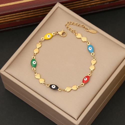 Evil Eye Jewelry Bracelet, 304 Stainless Steel, with 5cm extender chain & for woman & enamel Approx 18 cm 