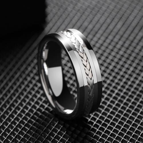 Men Tungsten Steel Ring in Bulk, fashion jewelry & Unisex original color, width 8.03mm,thickness 2.4mm 