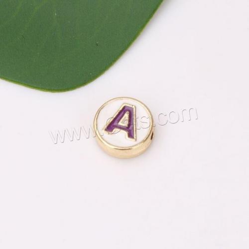 Zinc Alloy Enamel Pendants, Flat Round, gold color plated, letters are from A to Z & double-sided enamel & DIY 10mm 