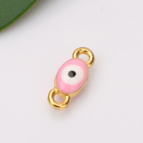 Evil Eye Jewelry Connector, Zinc Alloy, gold color plated, double-sided enamel & DIY & 1/1 loop Approx 