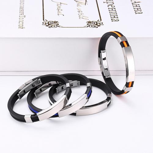 Silicone Stainless Steel Bracelets, 304 Stainless Steel, with Silicone, plated, fashion jewelry cm 