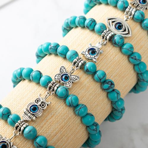 Bracelets en Turquoise et alliage zinc, turquoise naturelle, avec alliage de zinc, bijoux de mode & modèles différents pour le choix, plus de couleurs à choisir cm, Vendu par PC
