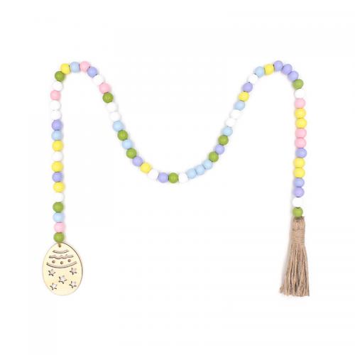 Easter decoration, Hemu Beads, with Linen, multifunctional, multi-colored, about 1.2 meters long [