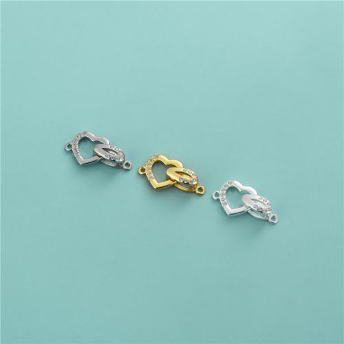 Sterling Silver Clasp Findings, 925 Sterling Silver, Heart, plated, DIY & with rhinestone Approx 1.1mm 