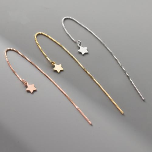 Sterling Silver Earring Drop Component, 925 Sterling Silver, Star, plated, DIY & box chain 