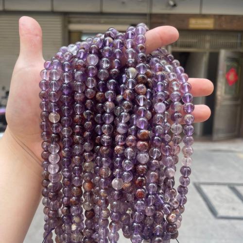 Phantom Quartz Beads, Purple Phantom Quartz, Round, DIY purple 