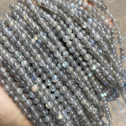 Labradorit Perlen, rund, DIY & verschiedene Größen vorhanden, grau, verkauft von Strang