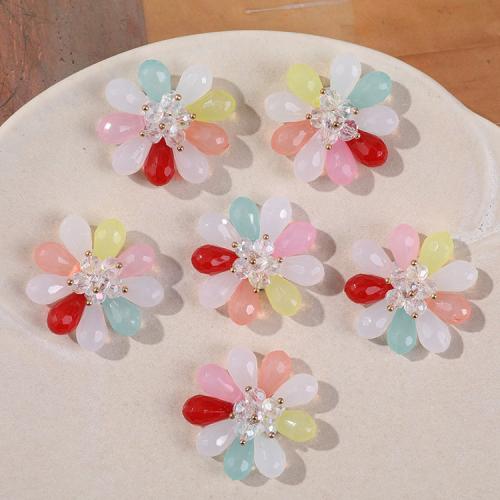 DIY Hair Flowers, Crystal, with Glass, multi-colored, 36mm 