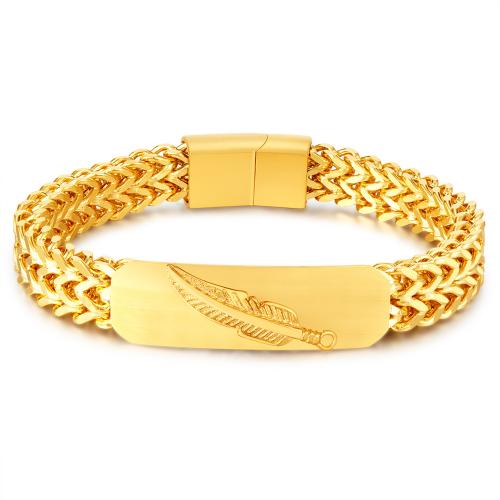 Stainless Steel Chain Bracelets, 304 Stainless Steel, plated, fashion jewelry & for man, gold mm Approx 210 mm [