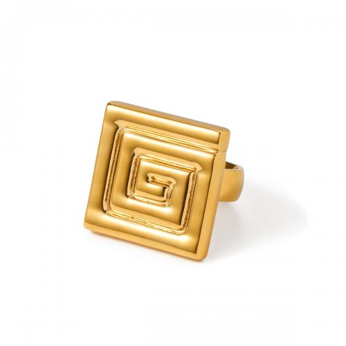 Stainless Steel Finger Ring, 304 Stainless Steel, Square, 18K gold plated, fashion jewelry & for woman, Inner .72cm .42cm, US Ring 