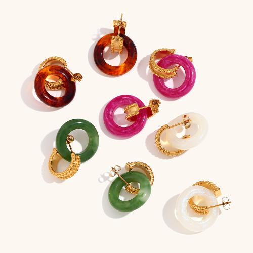 Boucle d'oreille de goutte acrylique, acier inoxydable 316L, avec Acrylique, Placage ionique sous vide, pour femme, plus de couleurs à choisir, Vendu par paire