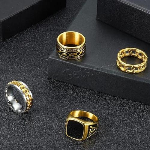 Stainless Steel Finger Ring, 304 Stainless Steel, 4 pieces & fashion jewelry & for man, Width 8mm,Thickness 2mm 