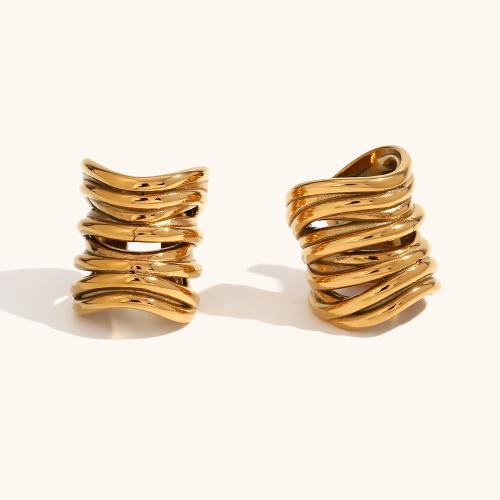 Stainless Steel Clip Earrings, 316L Stainless Steel, 18K gold plated, fashion jewelry & for woman 