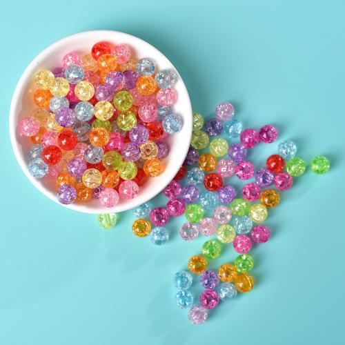 Crackle Acrylic Beads, Round, DIY & ice flake, mixed colors 