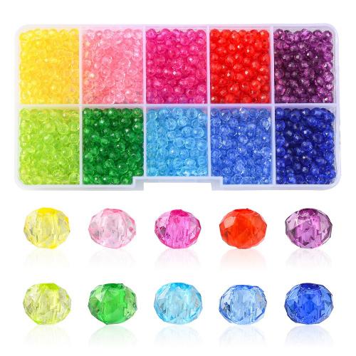 Mixed Acrylic Jewelry Beads, with Plastic Box, DIY & 10 cells, mixed colors Approx 