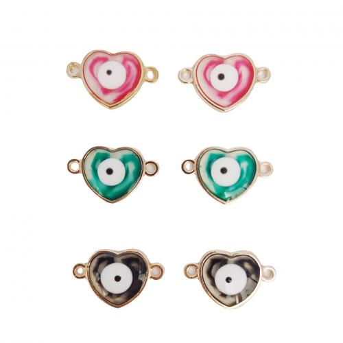 Evil Eye Jewelry Connector, Zinc Alloy, Heart, gold color plated, DIY & enamel & 1/1 loop 