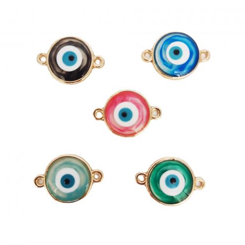 Evil Eye Jewelry Connector, Zinc Alloy, Round, gold color plated, DIY & enamel & 1/1 loop 
