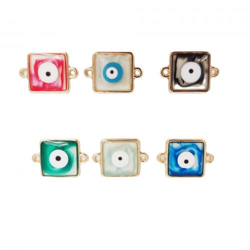 Evil Eye Jewelry Connector, Zinc Alloy, Square, gold color plated, DIY & enamel & 1/1 loop 
