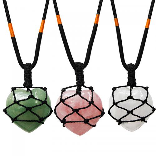 Gemstone Necklaces, Natural Stone, with Nylon Cord, Heart, DIY 30mm cm 