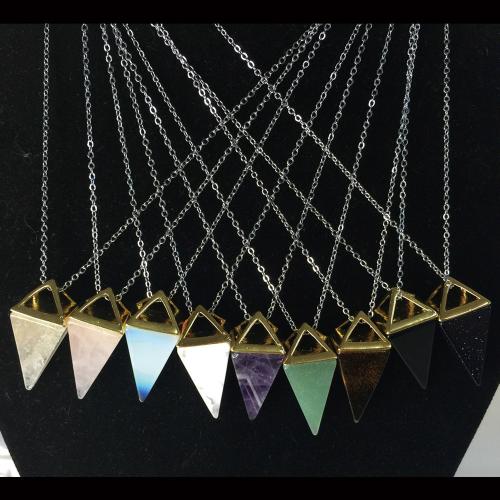 Gemstone Necklaces, Natural Stone, with Brass, Conical, gold color plated, fashion jewelry cm 