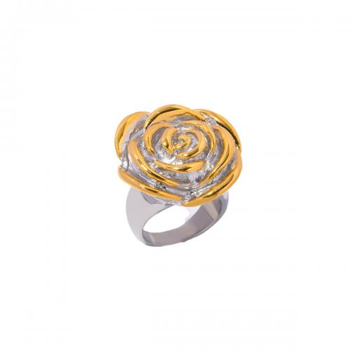 Edelstahl Fingerring, 304 Edelstahl, Blume, 18K vergoldet, Modeschmuck & für Frau, Inner Diameter:1.78cm,wide:2.55cm, Größe:7, verkauft von PC