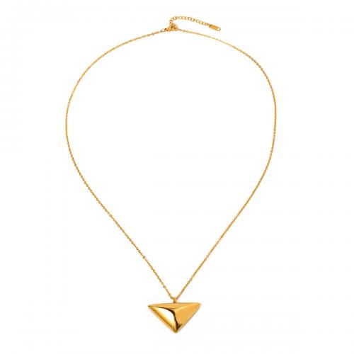 Edelstahl -Strickjacke-Ketten -Halskette, 304 Edelstahl, mit Verlängerungskettchen von 5.5cm, Dreieck, 18K vergoldet, Modeschmuck & für Frau, Pendant:4x2.4cm, Länge:ca. 65.5 cm, verkauft von PC