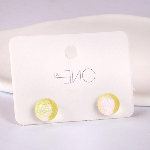 Brass Stud Earring, Plastic, with Brass, Round, polished, fashion jewelry & for woman 10mm 