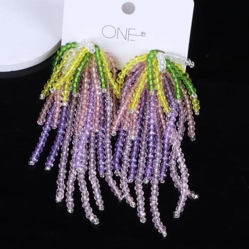 Kristall Tropfen Ohrring, mit Messing, handgemacht, Modeschmuck & für Frau, Mehrfarbige, 85mm, verkauft von Paar
