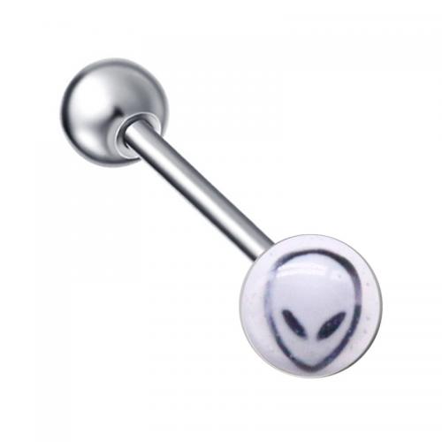 316L Stainless Steel tongue ring, Round, Unisex & epoxy gel 