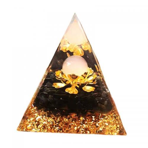 Synthetic Resin Pyramid Decoration, with Gemstone, Pyramidal, epoxy gel, for home and office 50mm [