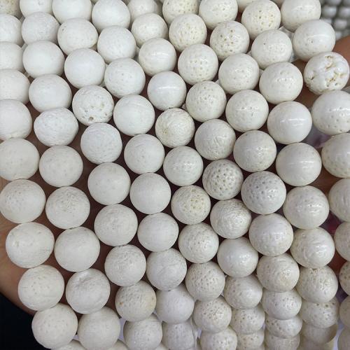 Natural Sponge Coral Beads, Round, DIY white Approx 38 cm 
