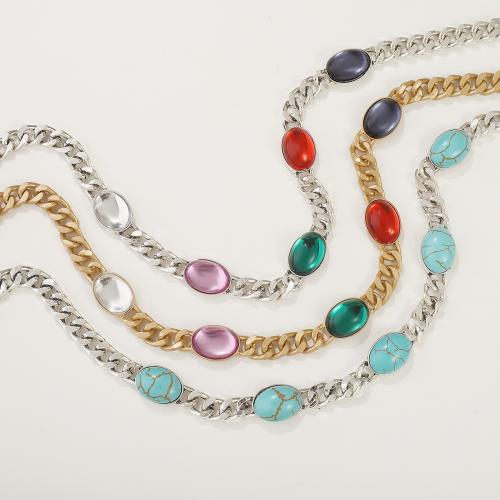 Turquoise Zinc Alloy Necklace, with turquoise & Resin, plated, fashion jewelry & for woman Approx 17-20 Inch 