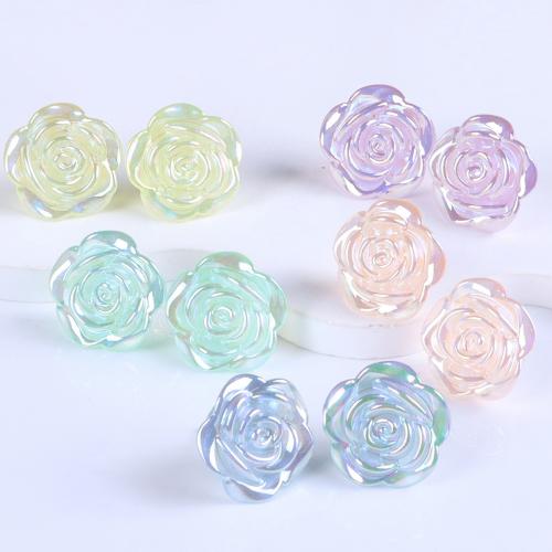 Brass Stud Earring, Plastic, with Brass, Flower, fashion jewelry & for woman 18mm 