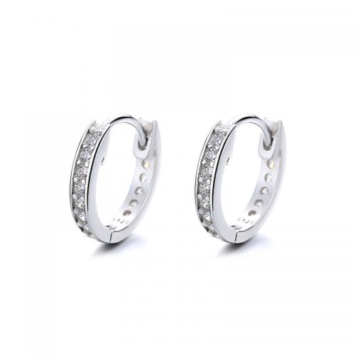Cubic Zirconia Micro Pave Sterling Silver Earring, 925 Sterling Silver, plated & micro pave cubic zirconia & for woman 