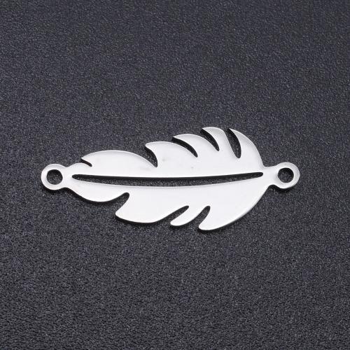 Titanium Steel Connector, Feather, Vacuum Ion Plating, fashion jewelry & DIY & 1/1 loop Approx 