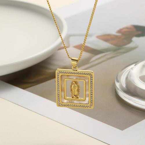 Cubic Zircon Micro Pave Brass Necklace, with Shell, with 5cm extender chain, 18K gold plated, fashion jewelry & micro pave cubic zirconia & for woman Approx 45 cm 