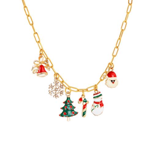 304 Stainless Steel Jewelry Set, gold color plated, Christmas Design & fashion jewelry & for woman & enamel 