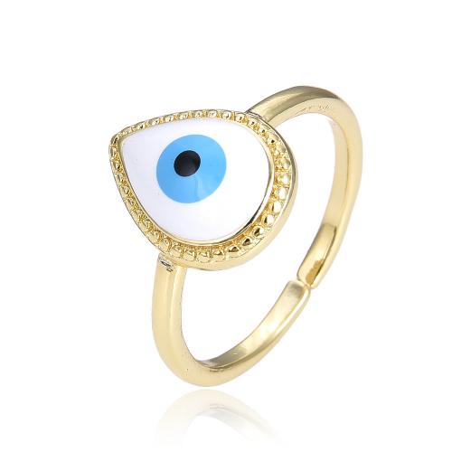 Evil Eye Jewelry Finger Ring, Brass, Teardrop, gold color plated, fashion jewelry & evil eye pattern & for woman & enamel 13mm, Inner Approx 18mm 