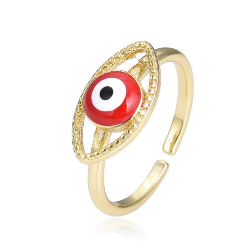 Evil Eye Jewelry Finger Ring, Brass, Horse Eye, gold color plated, fashion jewelry & for woman & enamel Inner Approx 18mm 