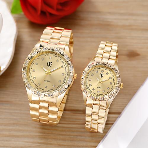Couple Watch Bracelets, Zinc Alloy, with Glass, fashion jewelry & Chinese movement & Unisex, gold, Dial diameter :42mm 10mm. Approx 220 mm 