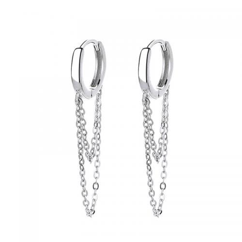 Sterling Silver Drop Earring, 925 Sterling Silver, plated, for woman 34mm 