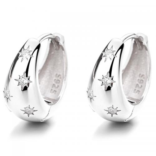 Cubic Zirconia Micro Pave Sterling Silver Earring, 925 Sterling Silver, plated & micro pave cubic zirconia & for woman 