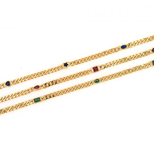 Brass Beading Chains, 18K gold plated, fashion jewelry & DIY & micro pave cubic zirconia 4.4mm 