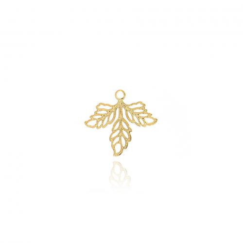 Brass Leaf Pendants, Maple Leaf, 18K gold plated, fashion jewelry & DIY & hollow 